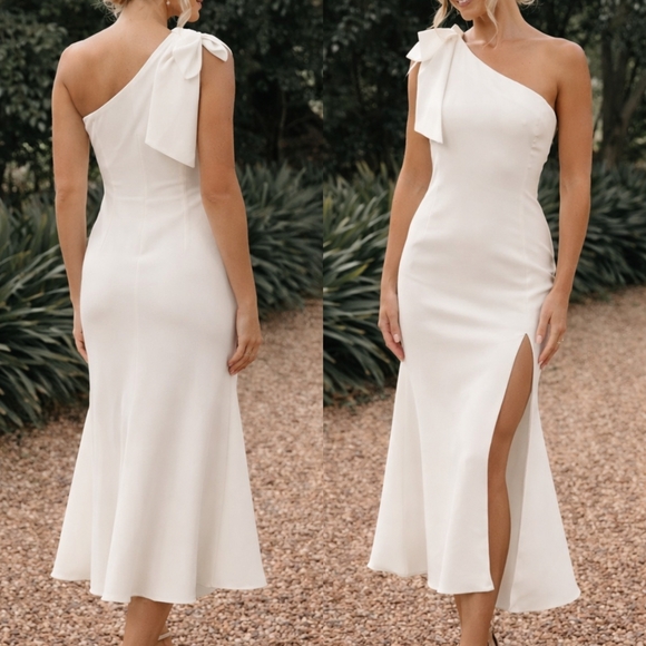 Petal & Pup Dresses & Skirts - Petal & Pup One-Shoulder Midi Dress with Side Slit